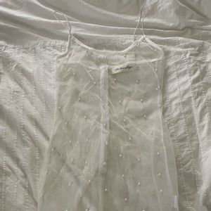 Naked tiger white mesh pearl dress